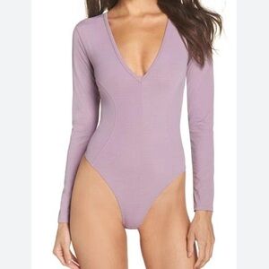 INTIMATELY FREE PEOPLE LILAC PURPLE BODYSUIT XS LONG SLEEVED V NECK